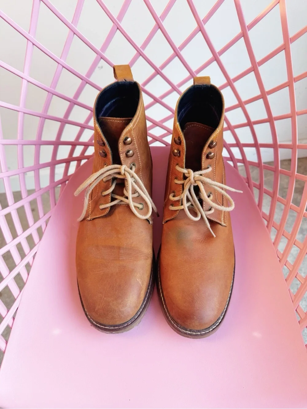 Ben Sherman Men’s Brown Leather Lace-Up Boots Size 12
